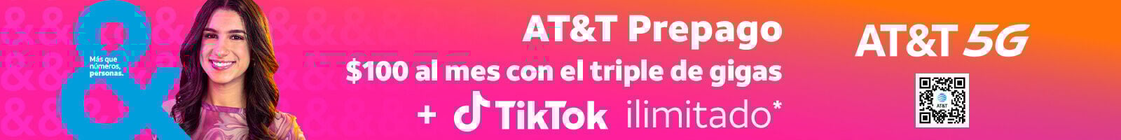 AT&T prepago $100 al mes con el triple de gigas + tik tok ilimitado
