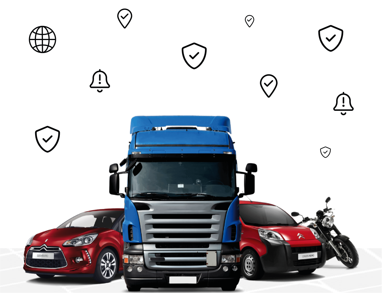 camiones, autos y motos de Lo Jack