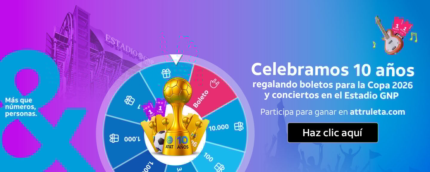 Celebramos 10 años regalando boletos para la Copa 2026 y conciertos en el Estadio GNP Participa para ganar en attruleta.com