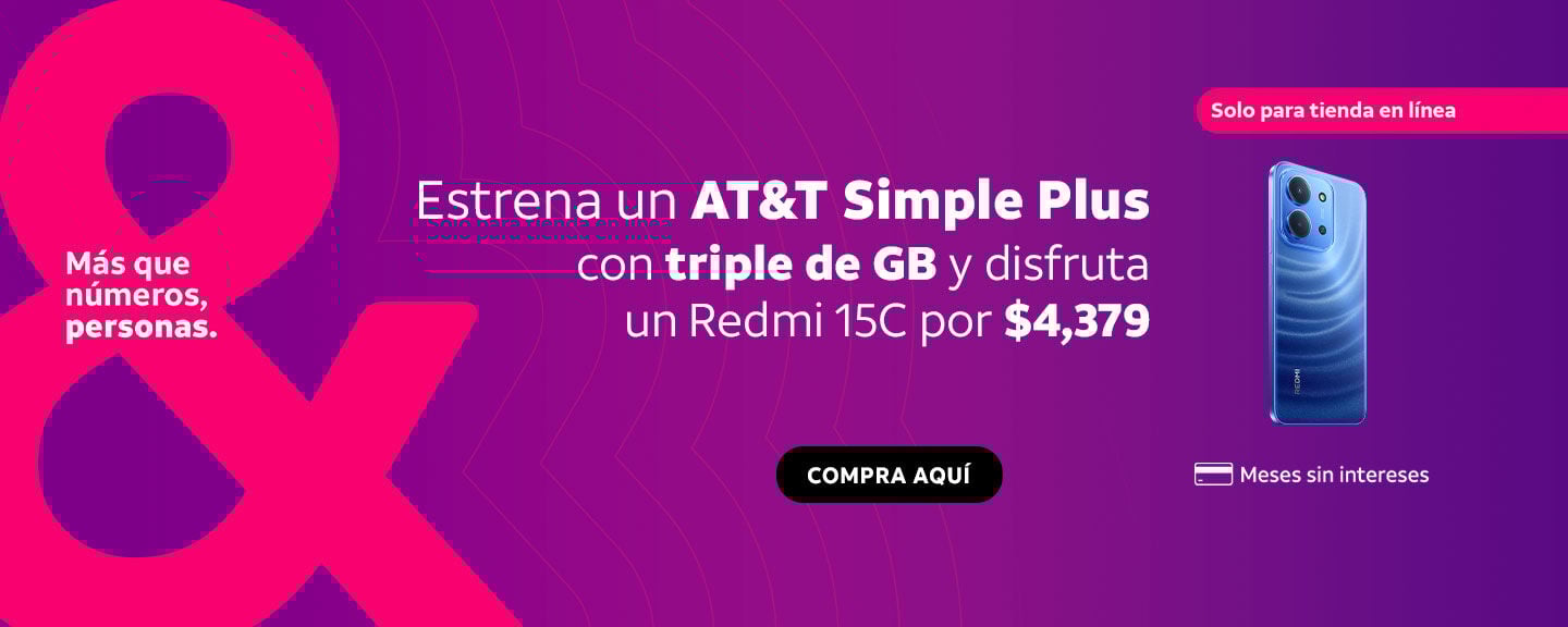 Estrena un AT&T Simple Plus con triple de GB y disfruta un Redmi 15C por $4,379