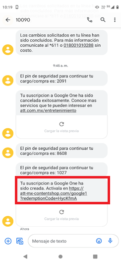 Da clic en el link recibido por mensaje de texto